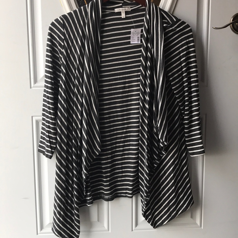 Gray and white cardigan